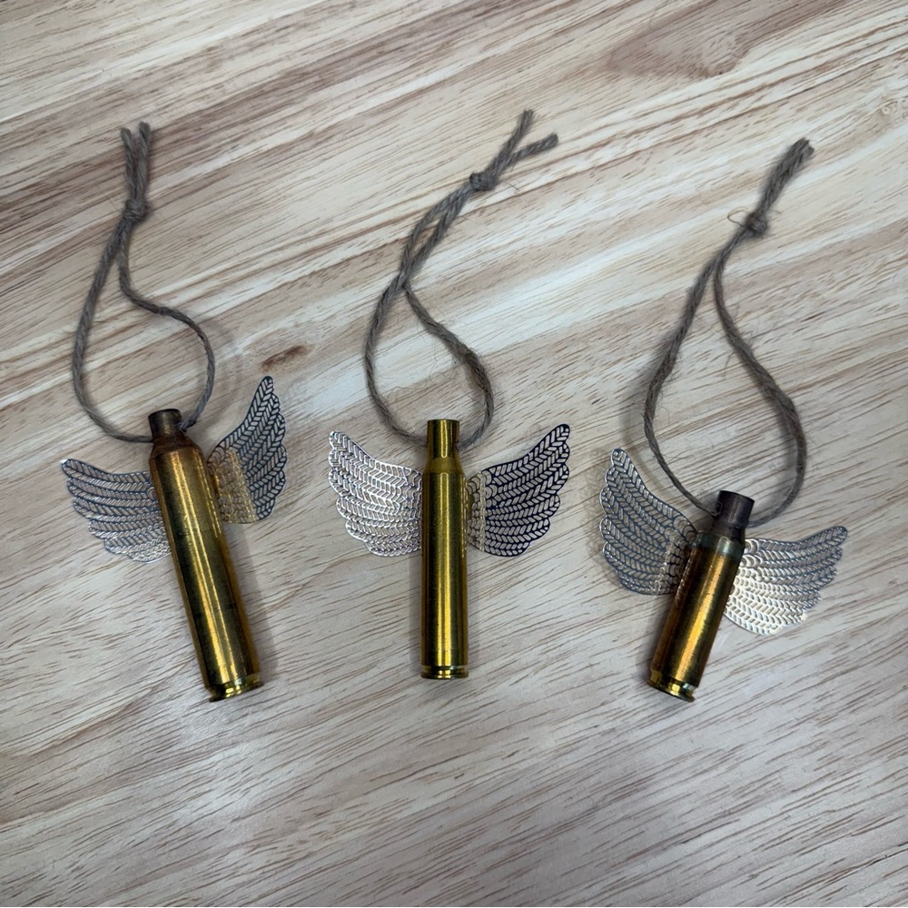 Bullet Angels - Set of 3 - Gold/Silver Angel Wing Ornaments - Handcrafted